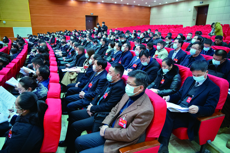 出席政協(xié)濱?？h十三屆五次會議的委員們